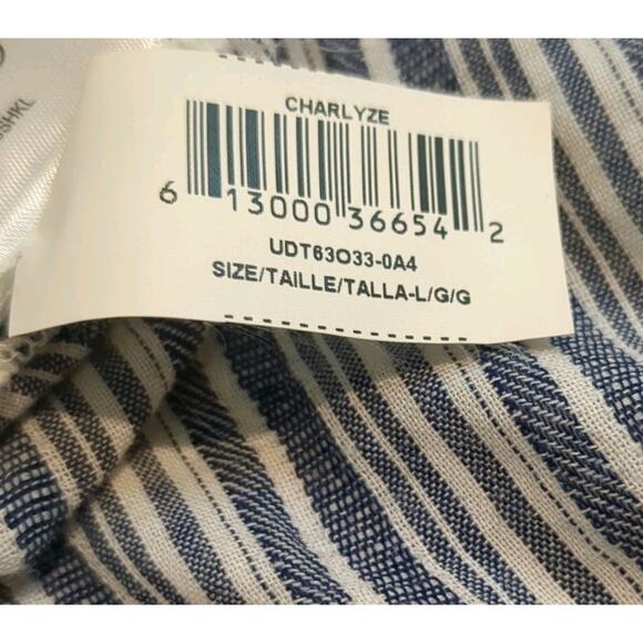 BCBGMAXAZRIA Charlyze Boho Women's L Whimsical Blue White Bell Sleeve Dress - Picture 15 of 15